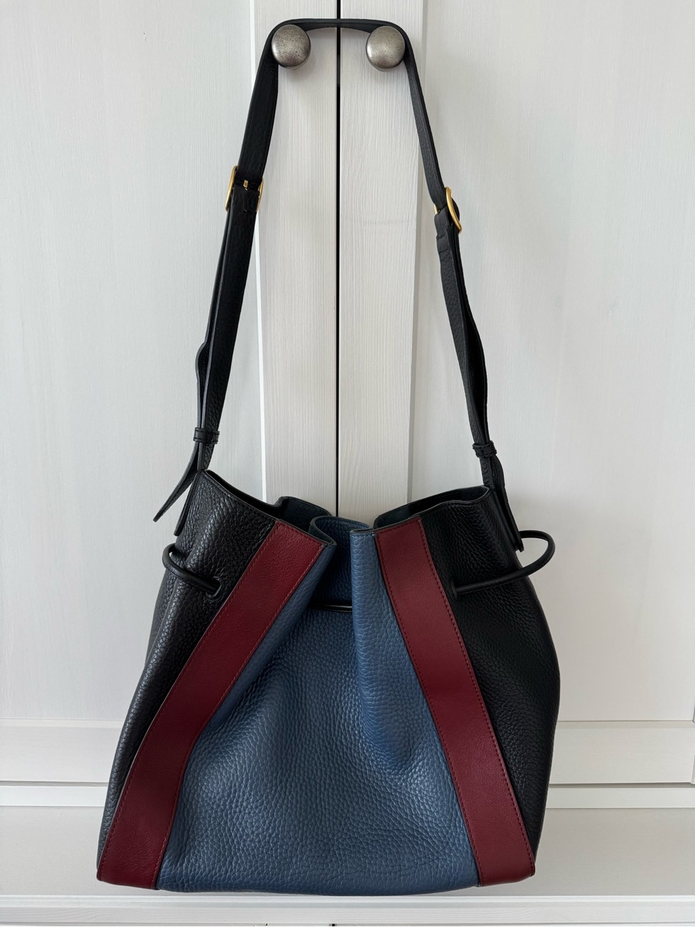 Mulberry Millie Leather Drawstring Tote Bag-Tricolor - Picture 7 of 14